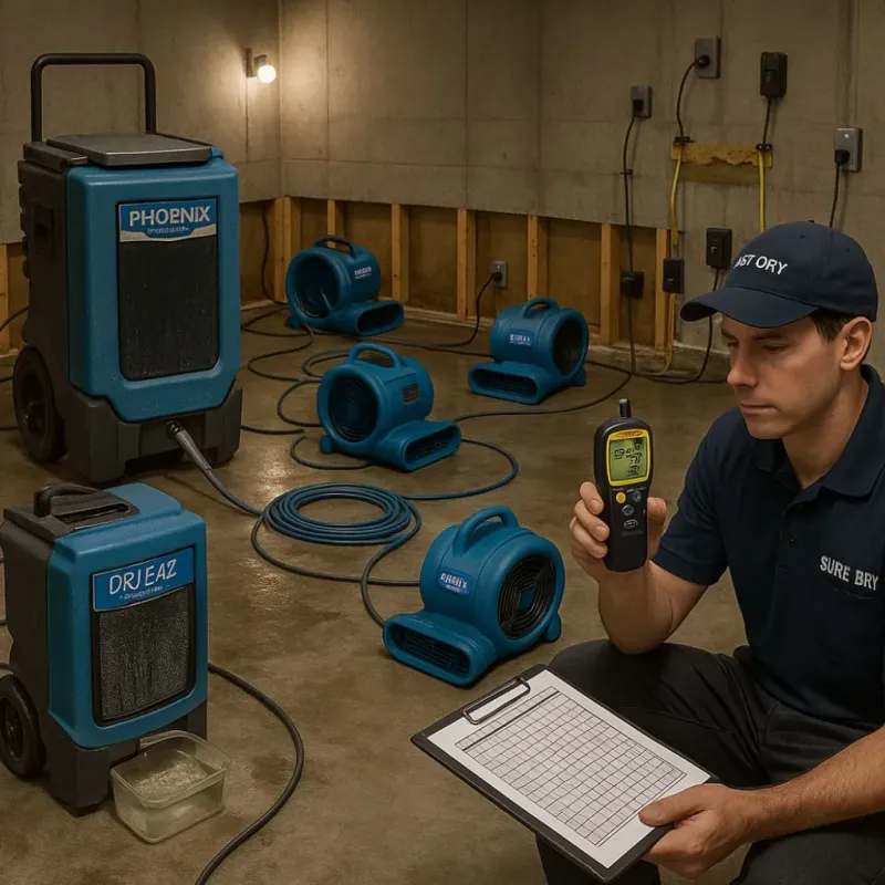 Structural Drying and Dehumidification process in Atkins, AR